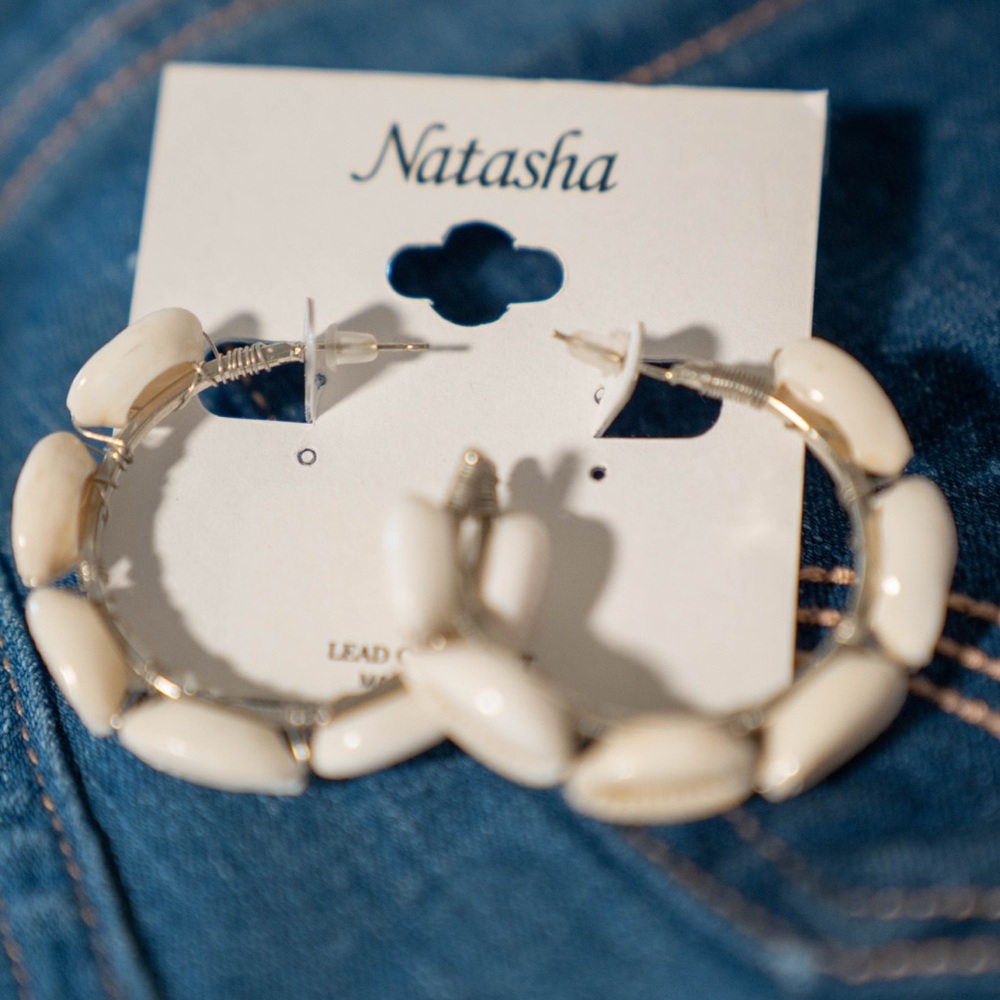Shell Hoop Earrings - Picture 2 of 4